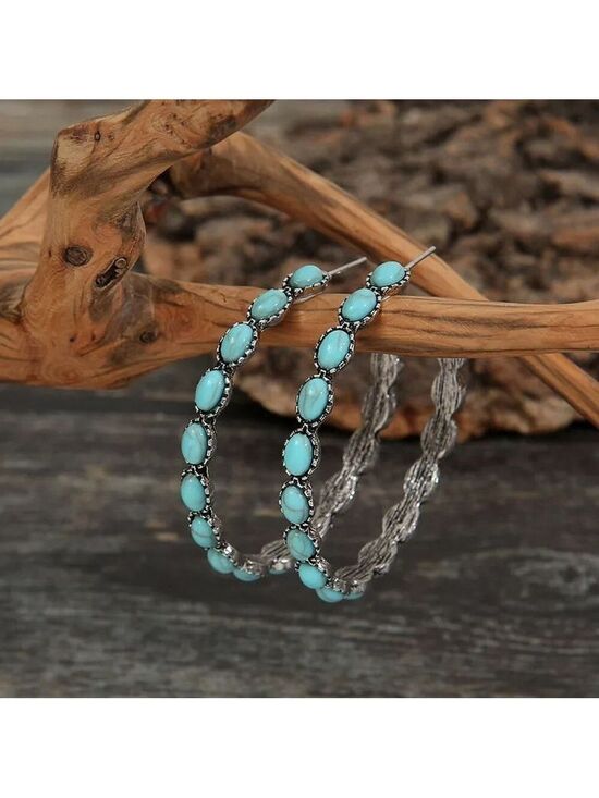 Jewelry - Western Boho Turquoise Color Hoops